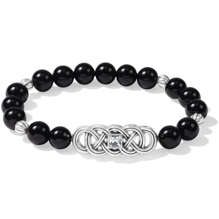 Interlok Lustre Black Agate Stretch Bracelet - Image 2