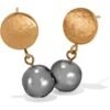 Mediterranean Gray Pearl Post Drop Earrings