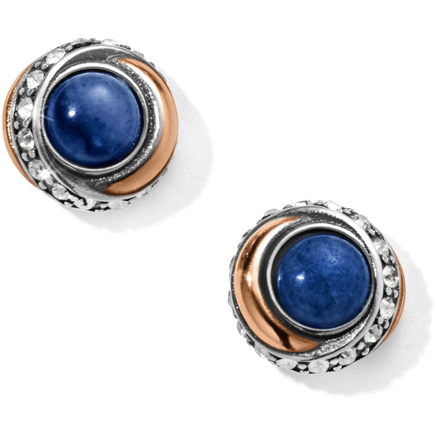 Neptune's Rings Brazil Blue Quartz Button Earrings