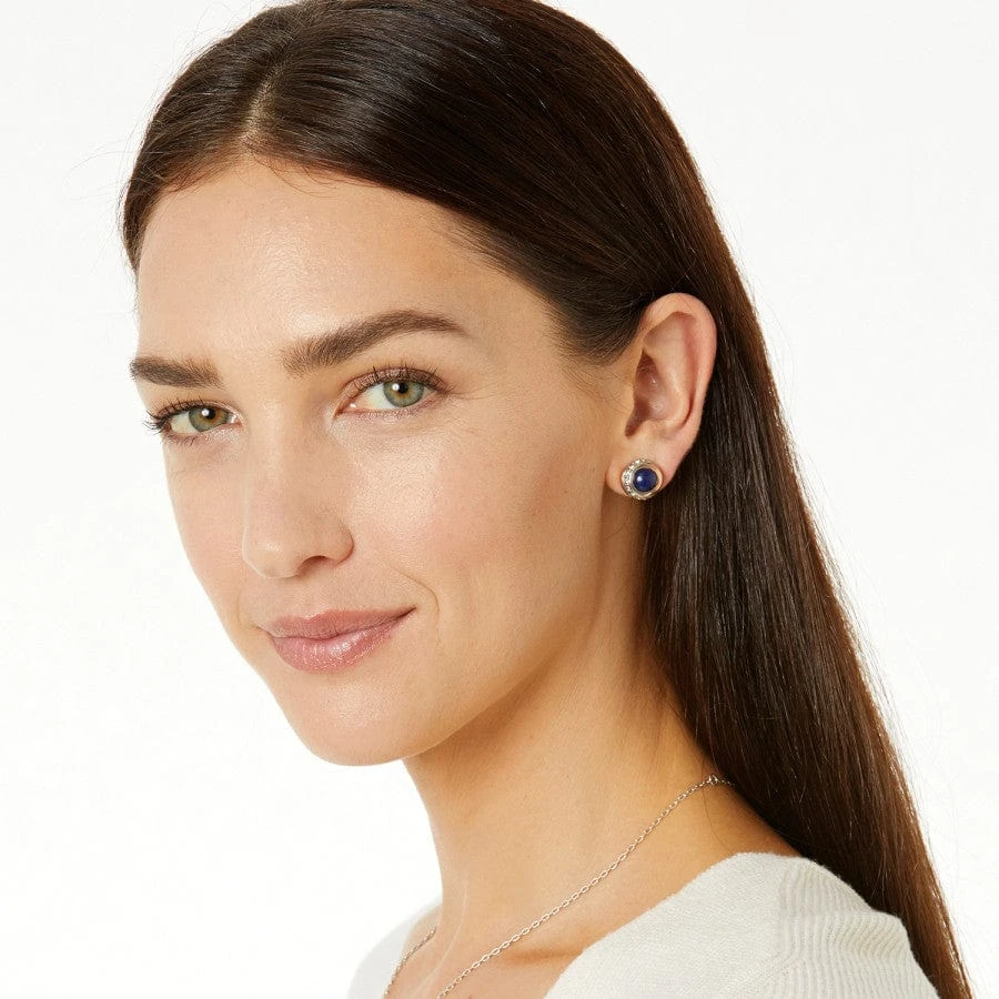 Neptune's Rings Brazil Blue Quartz Button Earrings - Image 3